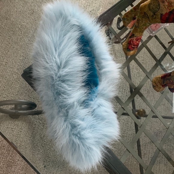 Powder Blue Dyed Fox Headband. Flawless. main image 4